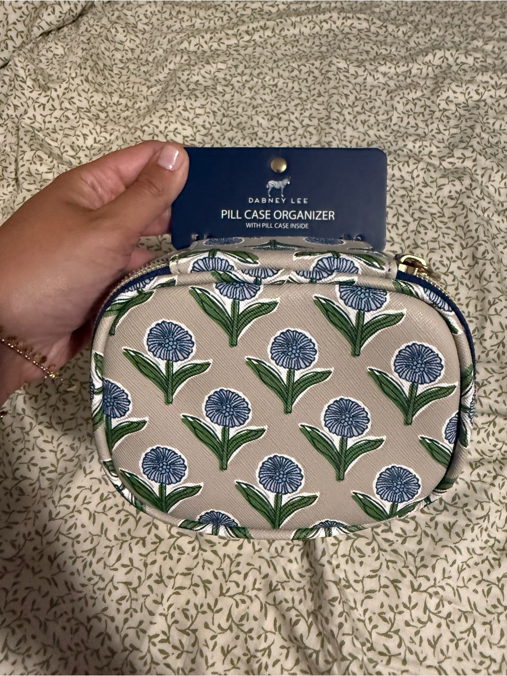 Dabney Lee Floral Pill Case Organizer in Blue, Green, Cream